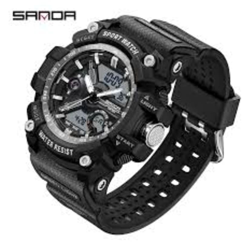 Sanda Men's Watches G style Mens Dual Display Electronic Quartz Watches Outdoor Sports 50M Waterproof LED Digital Date Watch 3179